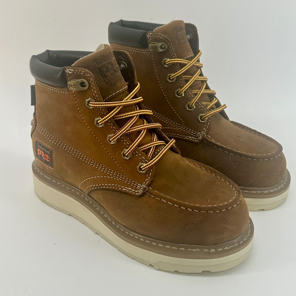 Timberland PRO Gridworks Men 4M Brown Solid Wedge Soft Toe Waterproof Boot A2AXR